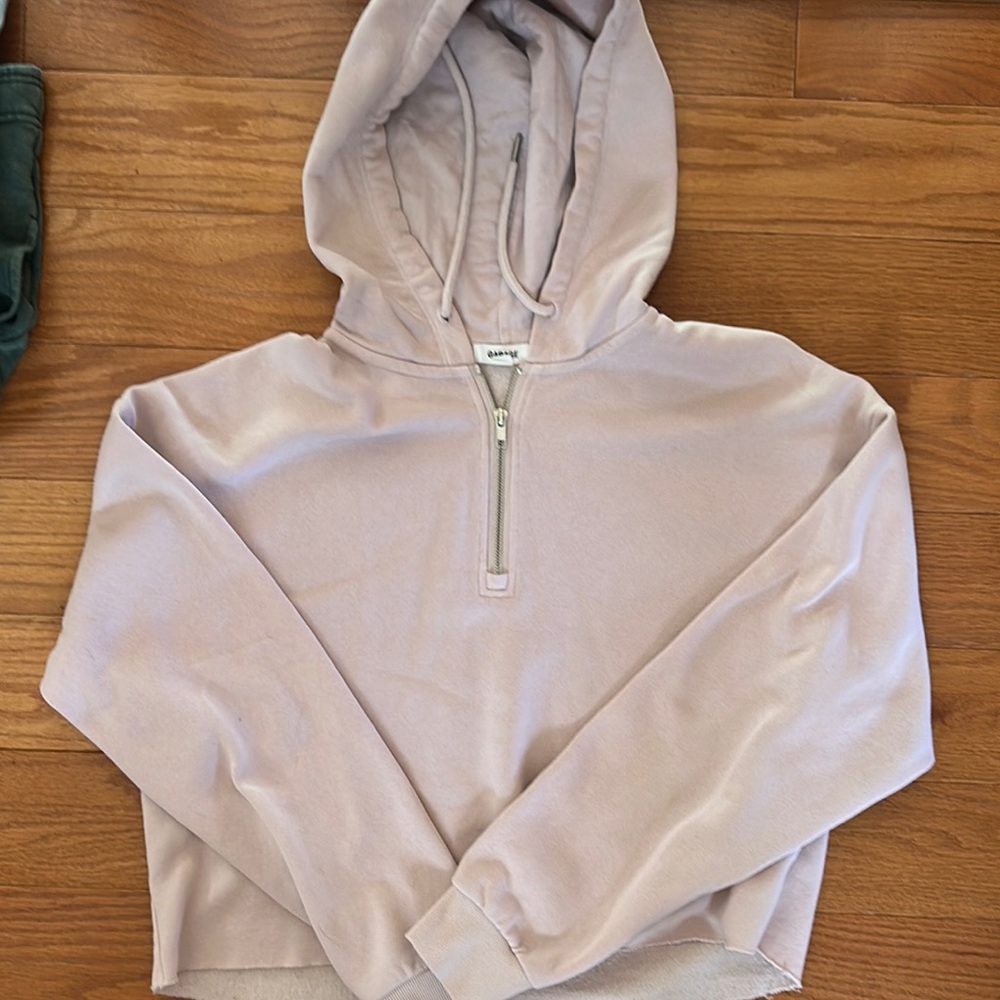 Garage Pink Hoodie Sweatshirt with Quarter-Zip
